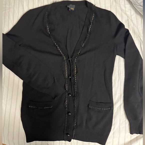 Fendi black wool cardigan with pockets and trim - IT40 / US6 - Picture 1 of 8
